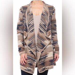 Lucky Brand Women's Cardigan - Brown and Blue Pattern